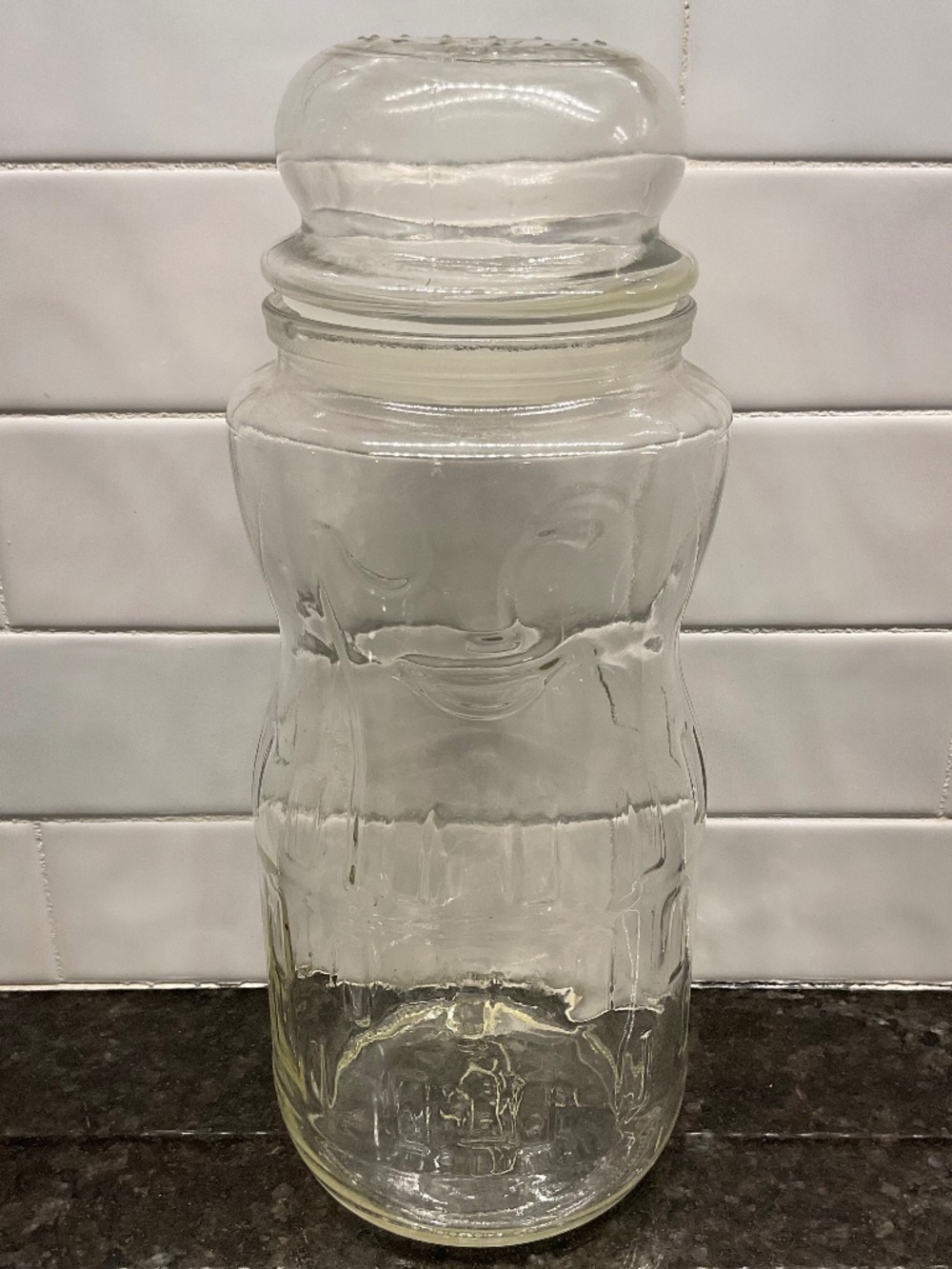 1981 75th Anniversary Planters Mr. Peanut Clear Glass Jar